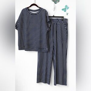 One Available | Dark Blue Striped Lounge Set – Size XL